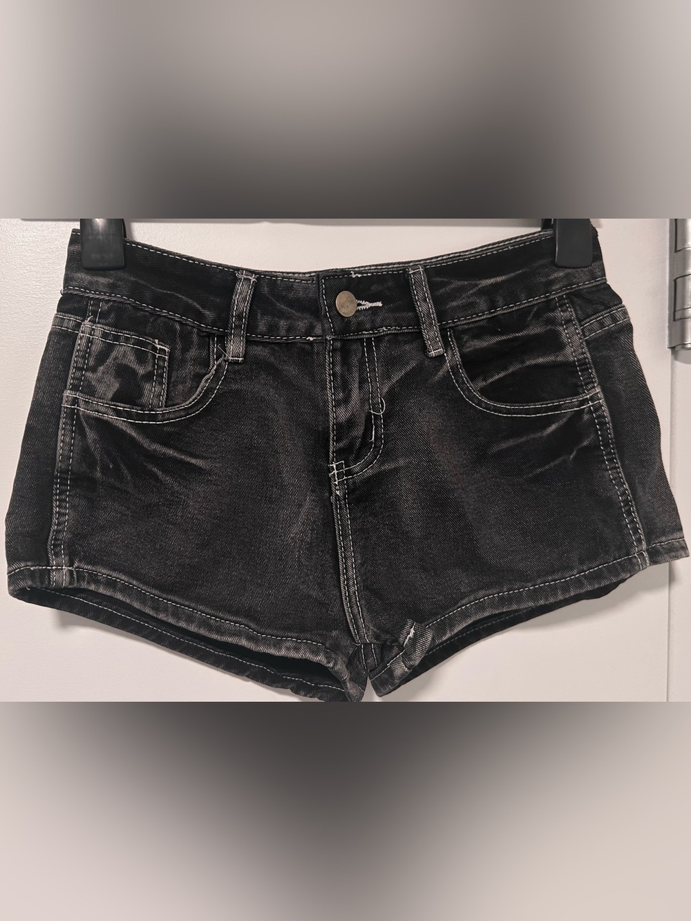 Black High-Waist Denim Shorts